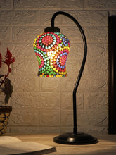 Multicolor Mosaic Glass Curvy Table lamp with Iron Base (EN27)